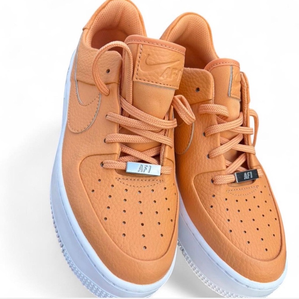Nike Low-Top Leather Sneakers in Orange and White